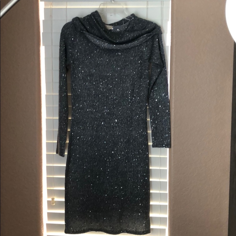 Cremieux Gray and Sequined Sweater Dress